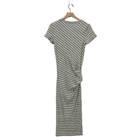 James Perse Striped Tucked Maxi Dress - Gray/White - 1 (Small) - Picture 9 of 13